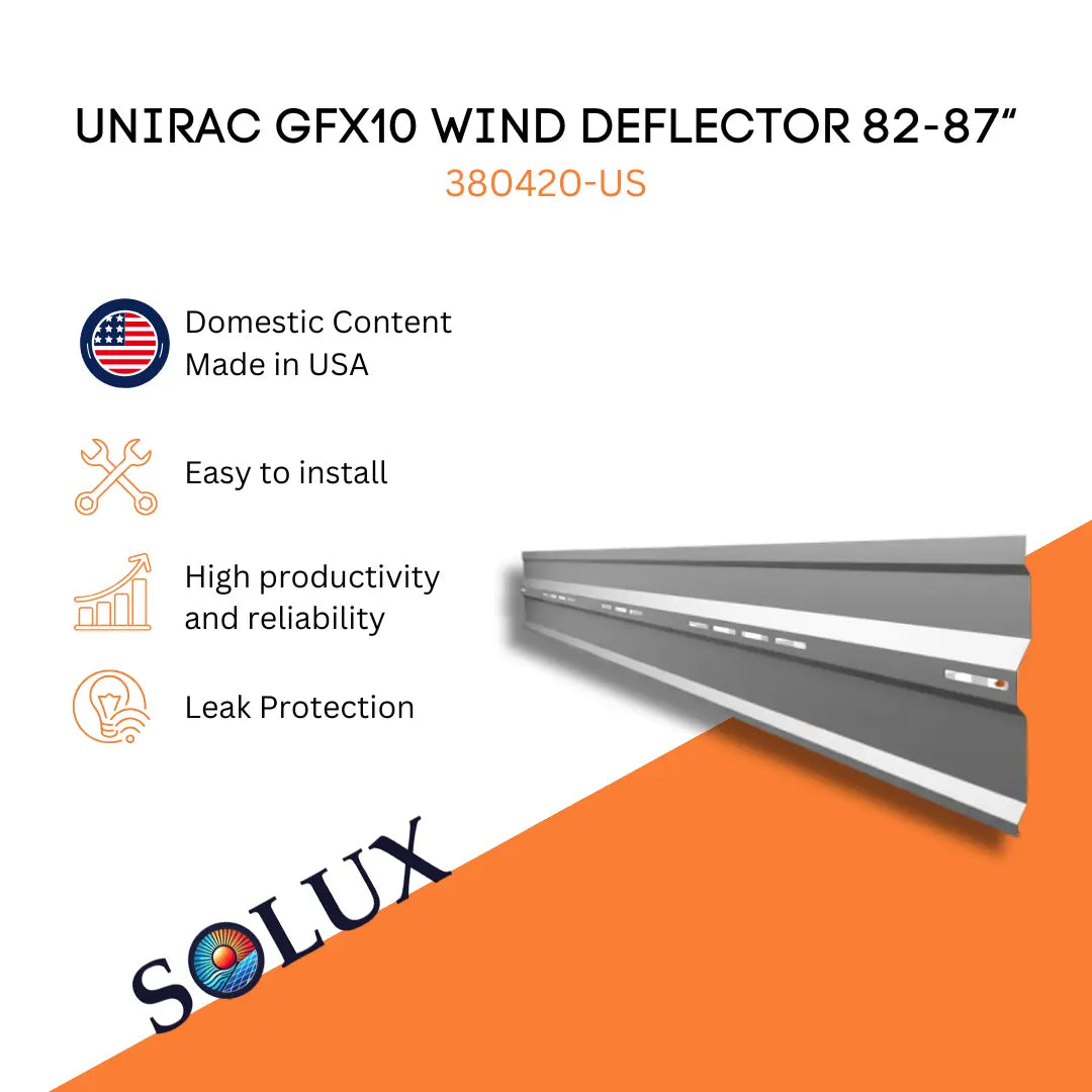 This is an image of Unirac GFX10 Wind Deflector 82-87 Domestic Content